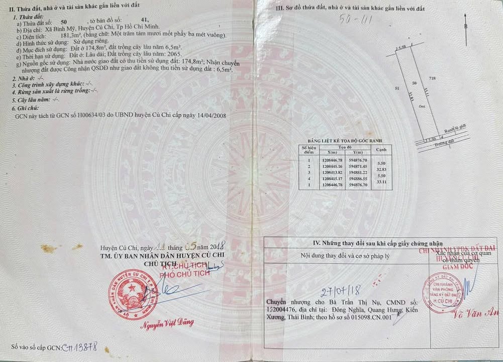 Đất nền Củ Chi 181m² Sổ hồng riêng - Giá 2.5 tỷ/lô