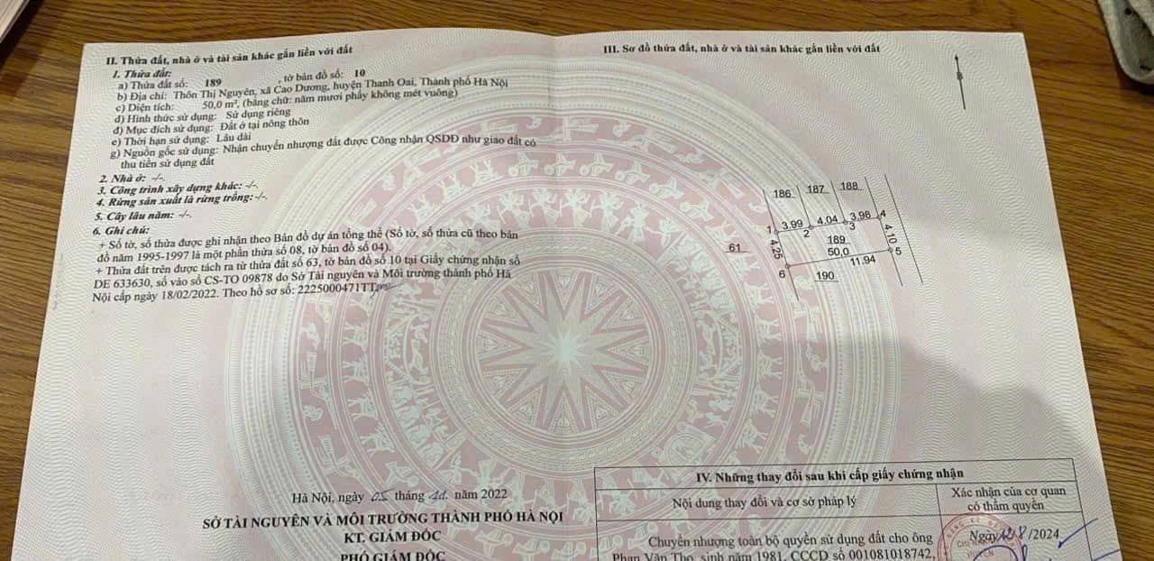 Đất nền Thanh Oai 50m² - Đường to ô tô vào tận đất!