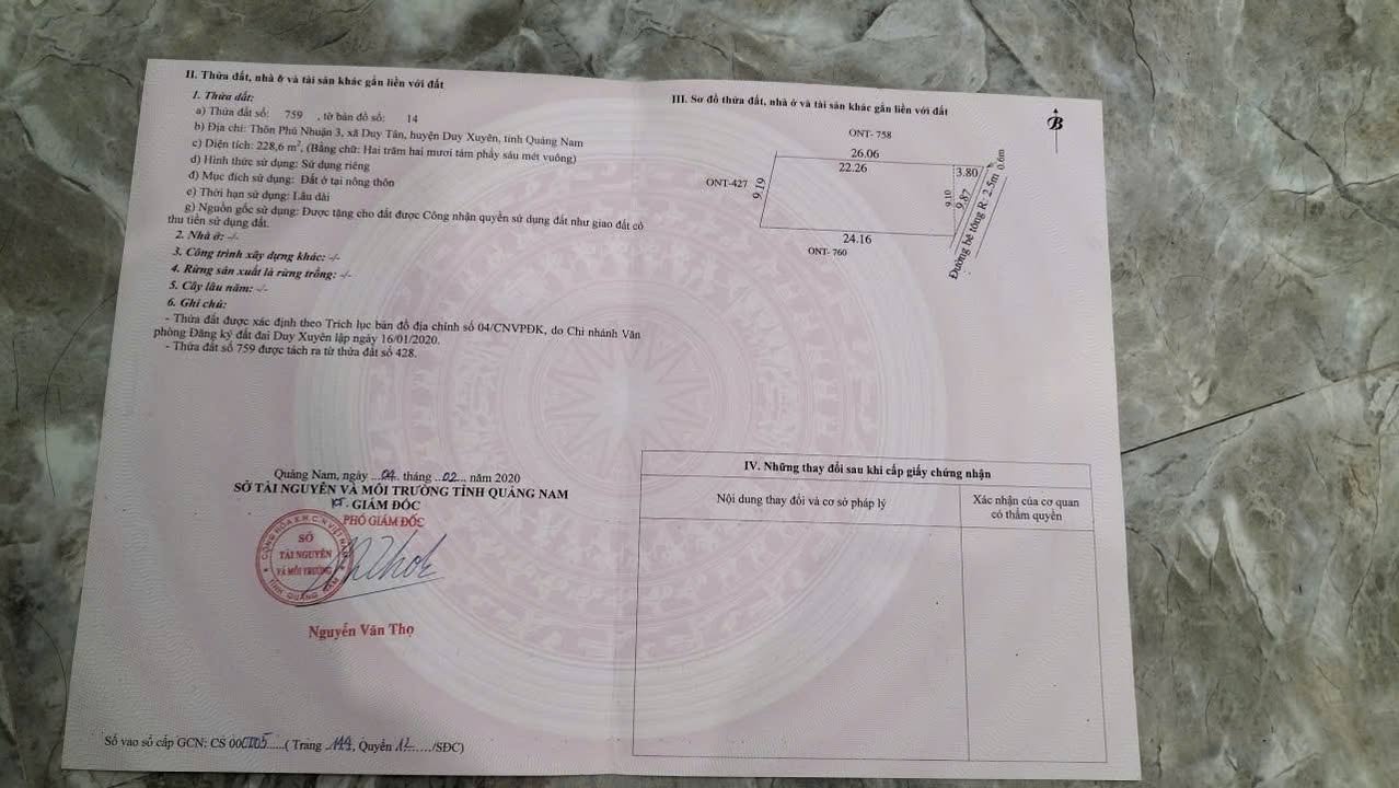 Đất Nền Duy Tân, Duy Xuyên 234m² Sổ Hồng Sẵn Sàng - Giá 480 Triệu