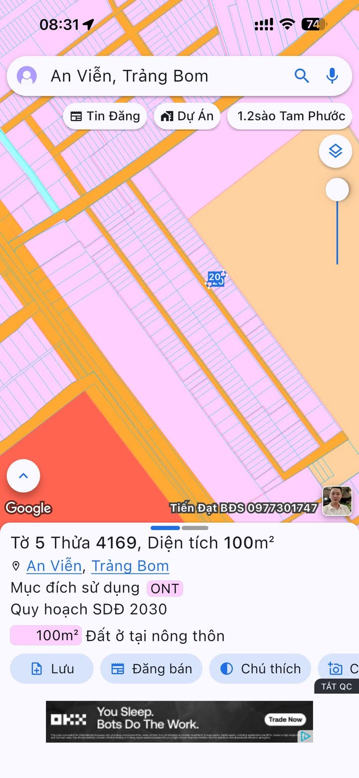 Đất thổ cư 100m² An Viễn, Trảng Bom - Sổ hồng sẵn, giá 1.1 tỷ