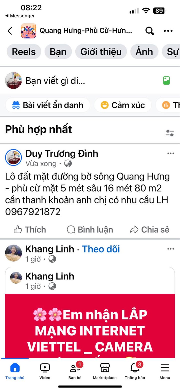 Đất nền mặt đường sông Quang Hưng, Phù Cừ - 80m², Sẵn sổ