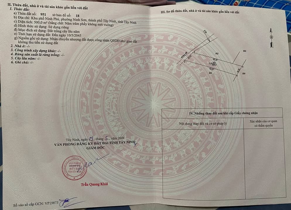 Bán đất nền 525m² TP Tây Ninh - View núi, ô tô vào tận nơi, 700 triệu