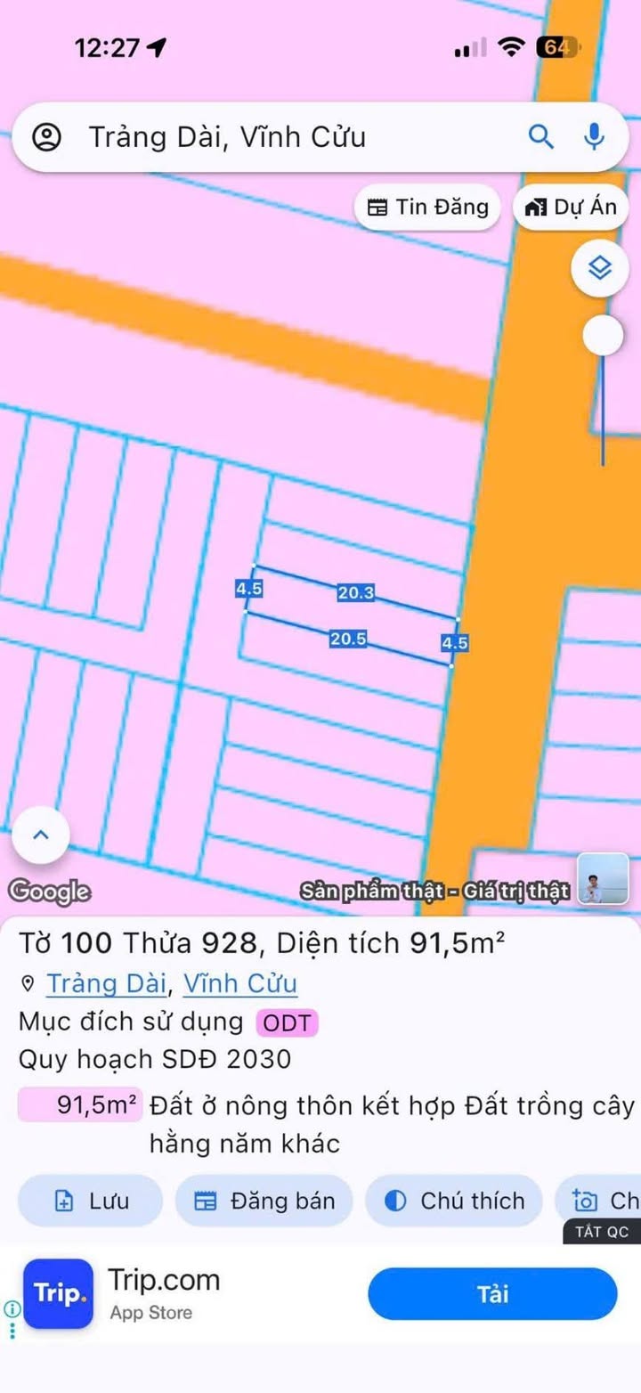 Đất nền mặt tiền Trảng Dài, Biên Hòa 92m² - Sổ hồng thổ cư, giá 2.65 tỷ