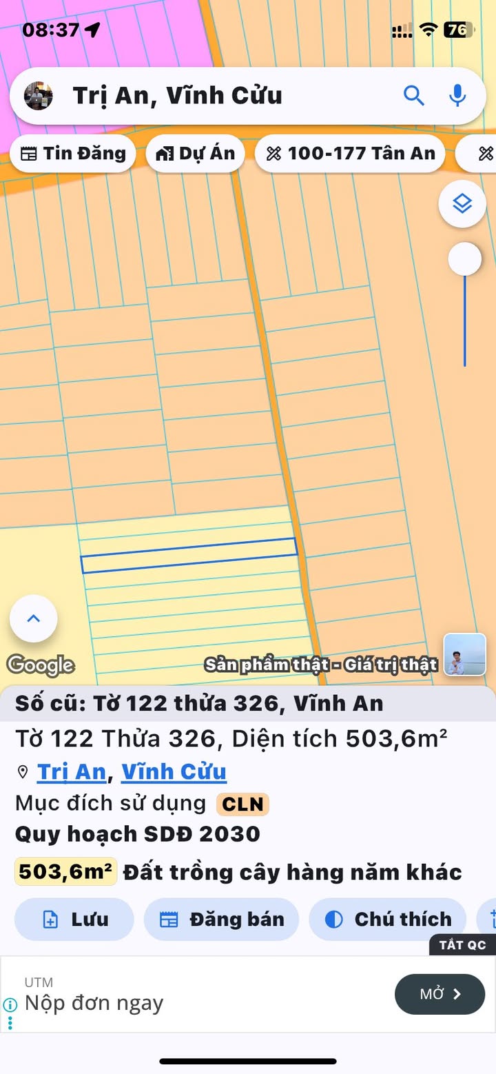 Đất nền Vĩnh An, Vĩnh Cửu 500m² giá 480 triệu - Sổ hồng riêng