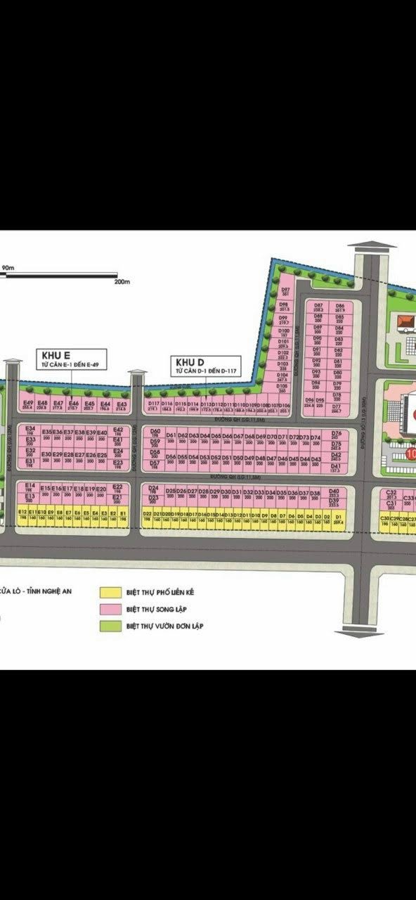 Đất nền Nguyễn Sinh Cung Cửa Lò 200m² - Sổ hồng riêng, hướng Đông