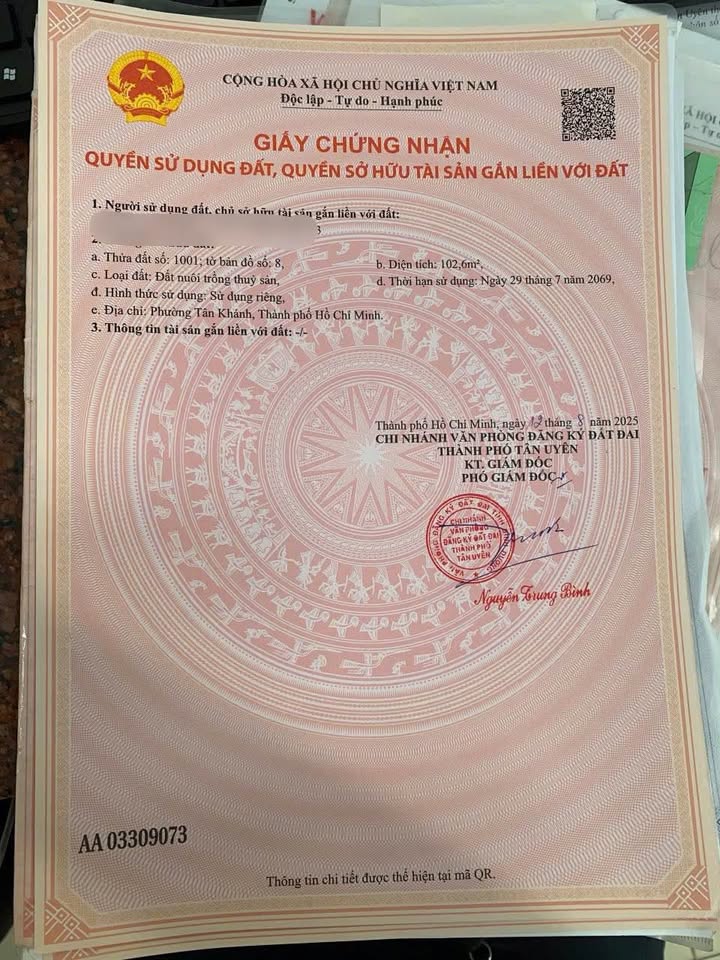 Bán đất Tân Phước Khánh 3, Bình Dương - 105m² Sổ hồng, gần chợ 300m