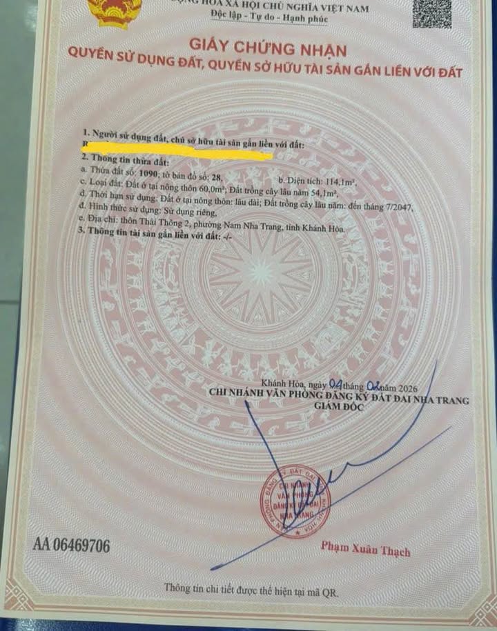 Đất nền Núi Cấm 1, Nha Trang 114.1m² - Sổ đỏ chính chủ!