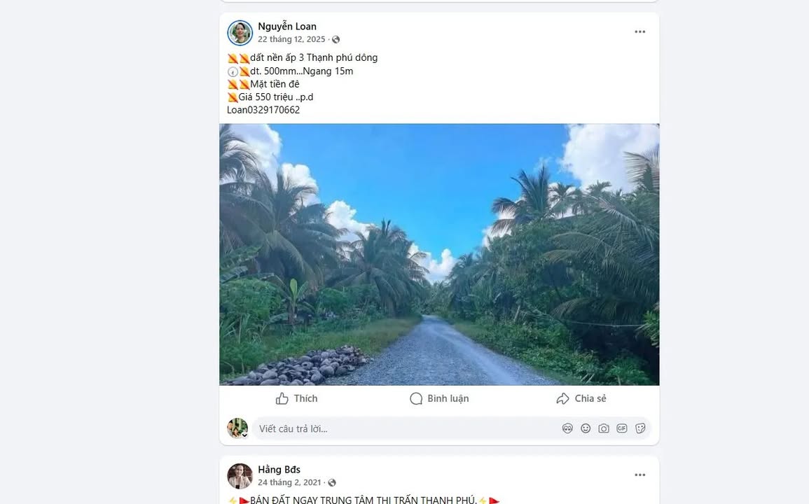 Đất nền Giồng Trôm 500m² giá 550 triệu - Sổ đỏ chính chủ!