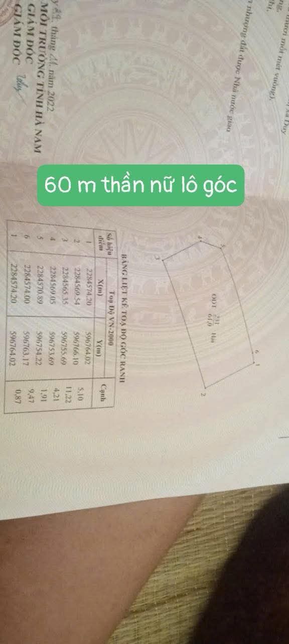 Đất nền Đồng Văn, Duy Tiên 60m² - Đường thông ô tô, tiềm năng sinh lời!