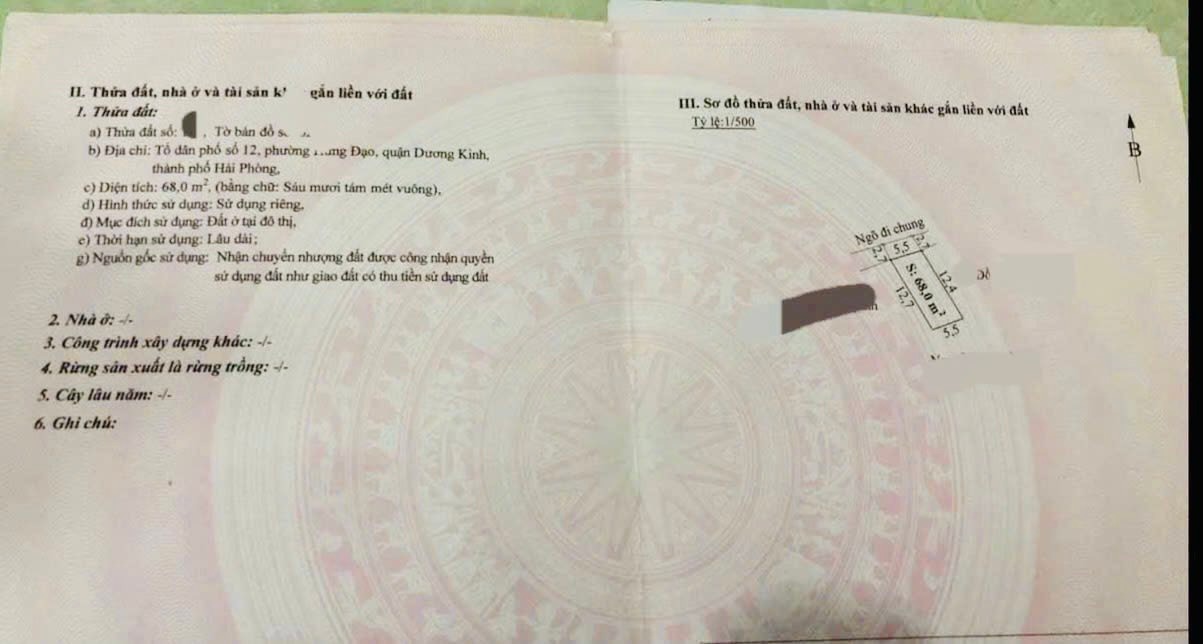 Đất nền Dương Kinh 68m² giá chỉ 1.9 tỷ - Đường to ô tô đỗ cửa