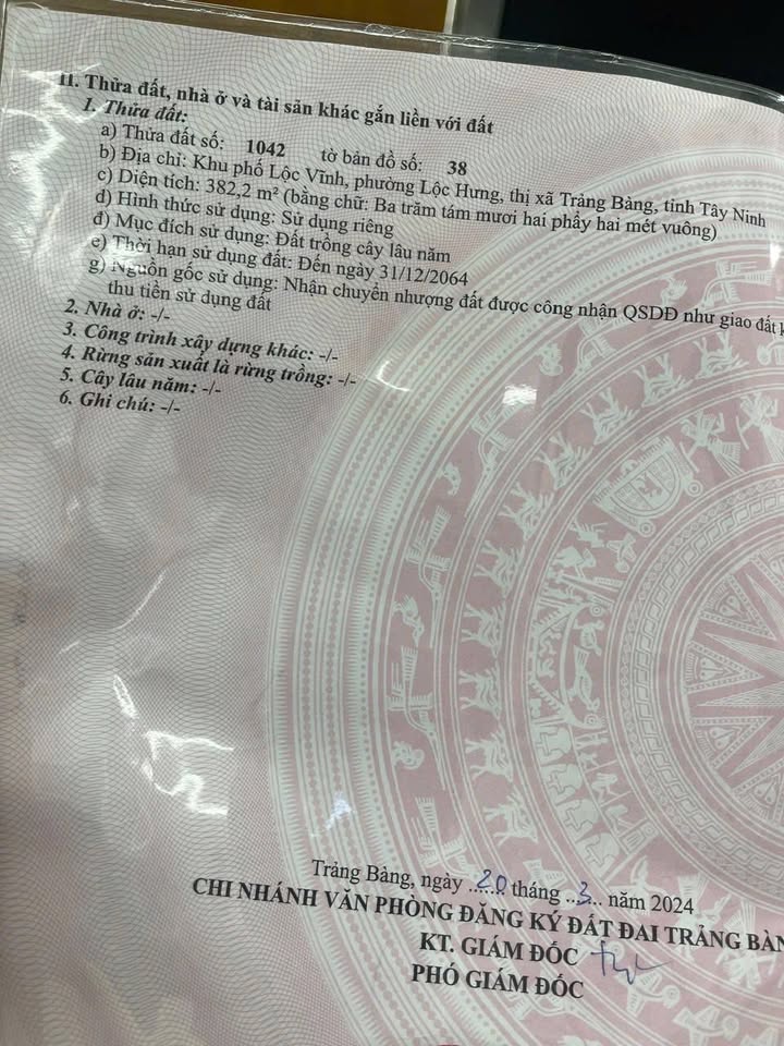 Đất nền Lộc Hưng, Trảng Bàng 380m² - Tiềm năng tăng giá vượt trội!