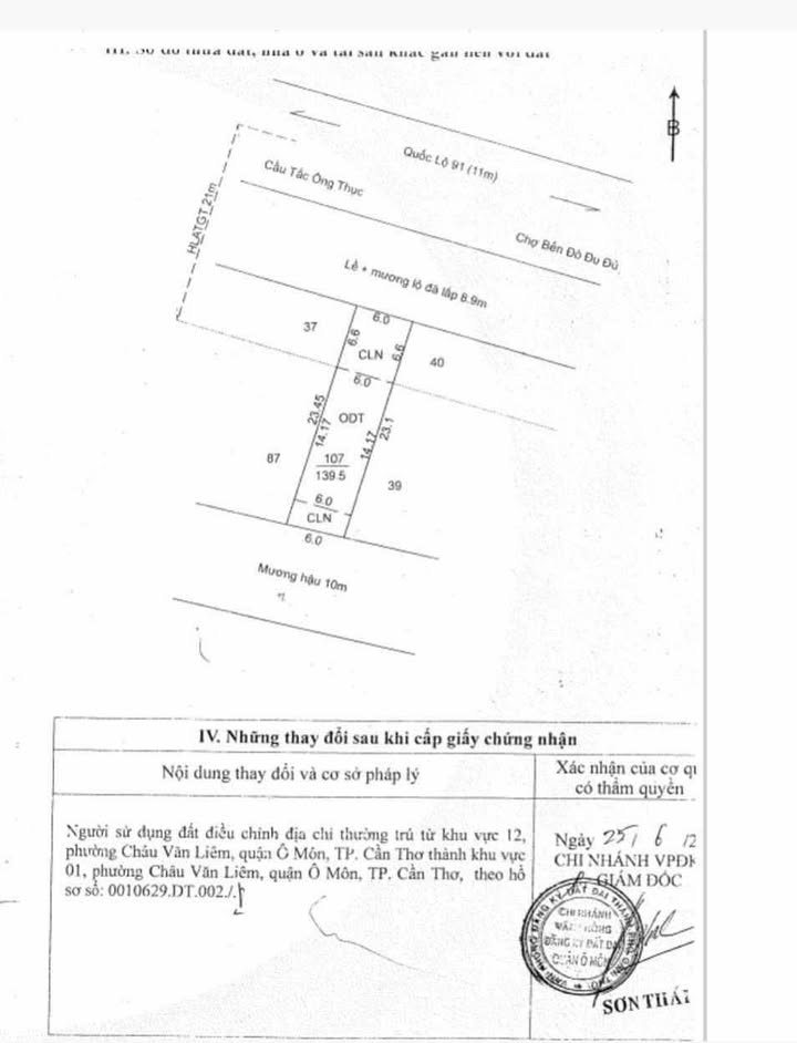 Bán Nền Mặt Tiền Tôn Đức Thắng Ô Môn, 144m², 2.2 Tỷ - Vị Trí Vàng