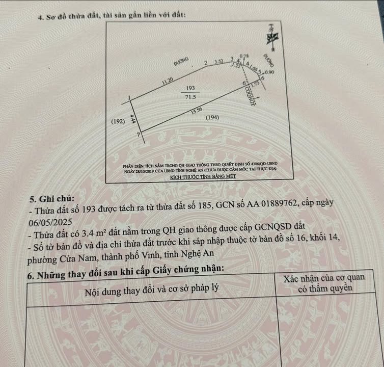 Bán Đất Góc 2 Mặt Tiền, Cửa Nam, Vinh - 71.5m², Hướng Bắc, Giá 1 Tỷ