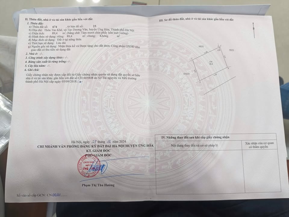 Đất nền Tảo Khê, Vân Đình 89.4m² - Sổ đỏ chính chủ, ô tô đỗ cửa!