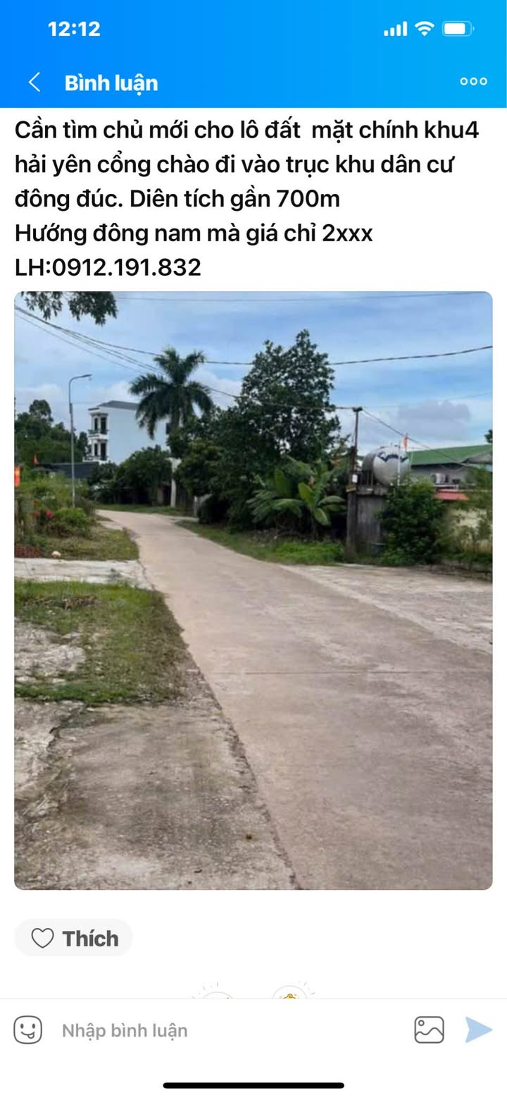 Đất nền Móng Cái 700m² - Mặt tiền khu dân cư đông đúc, hướng Đông Nam