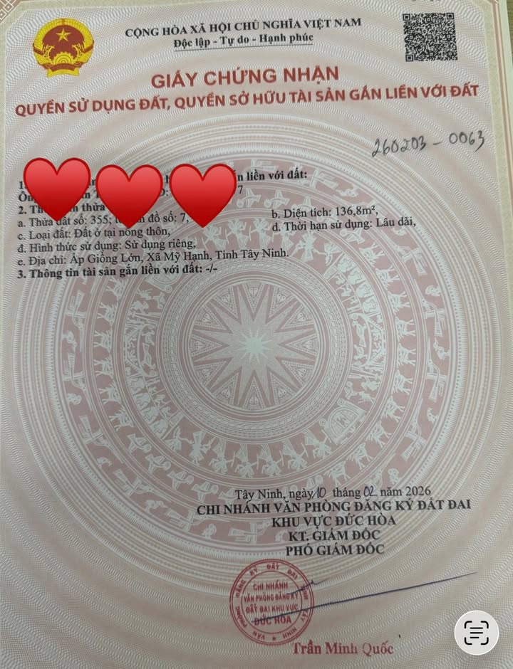 Bán đất Mỹ Hạnh Đức Hòa 137m² - Sổ hồng chính chủ sẵn sàng!