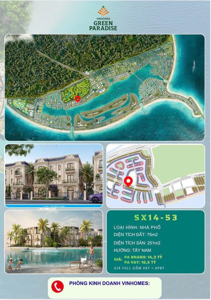 Townhouse Vinhomes Green Paradise Cần Giờ 75m² 4.9 tỷ - Sẵn sàng ở ngay