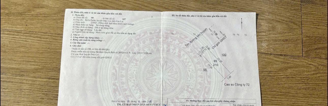 Đất nền Đức Cơ Gia Lai 210m² giá 200 triệu - Sổ đỏ chính chủ