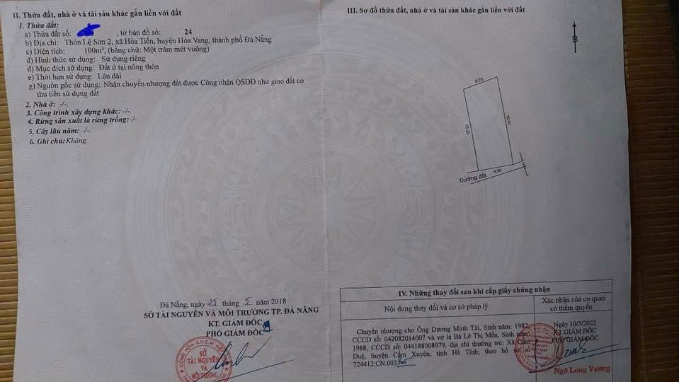 Đất nền Hòa Tiến Đà Nẵng 117m² - Sổ đỏ chính chủ