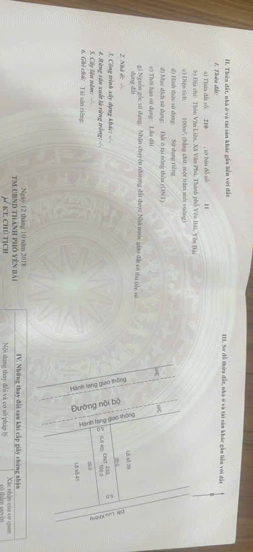 Đất nền Yên Bái 100m² - Sổ đỏ thổ cư, giá đầu tư 7xx triệu