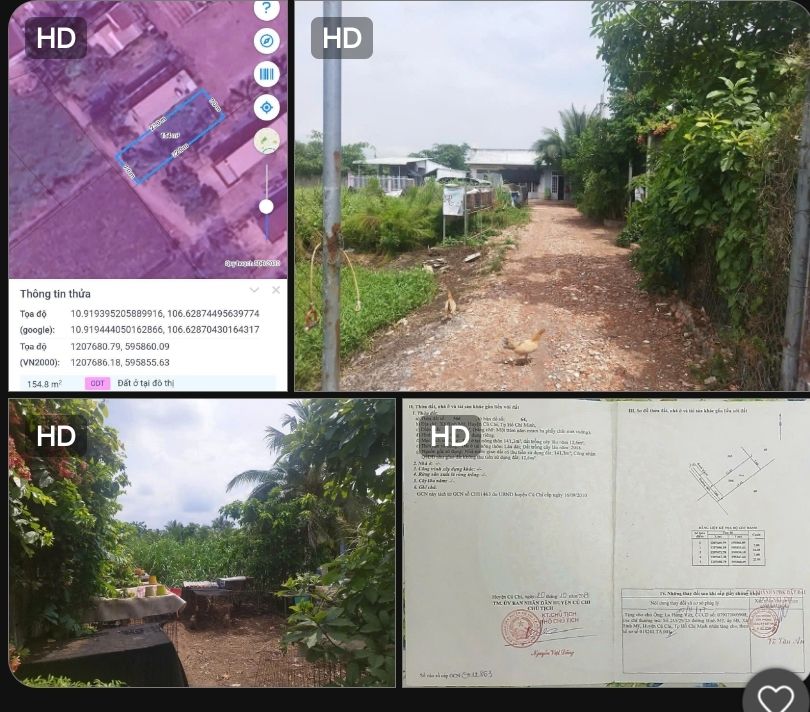 Đất Củ Chi 154m² Gần Chợ Ấp 7 - Sổ Hồng Hoàn Công, Giá 2 Tỷ TL