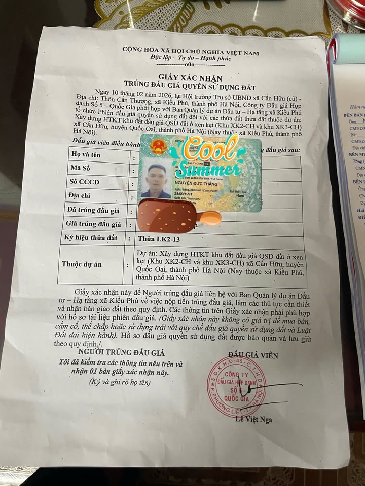 Đất đấu giá Cấn Thượng Mỹ Đức 119m² - Hướng Đông Nam, Giá 4.76 tỷ