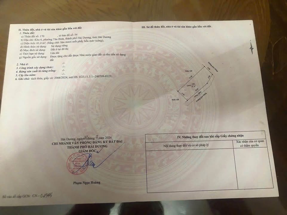 Đất phố Dương Quảng Hàm Hải Dương 61m² - Sổ hồng chính chủ
