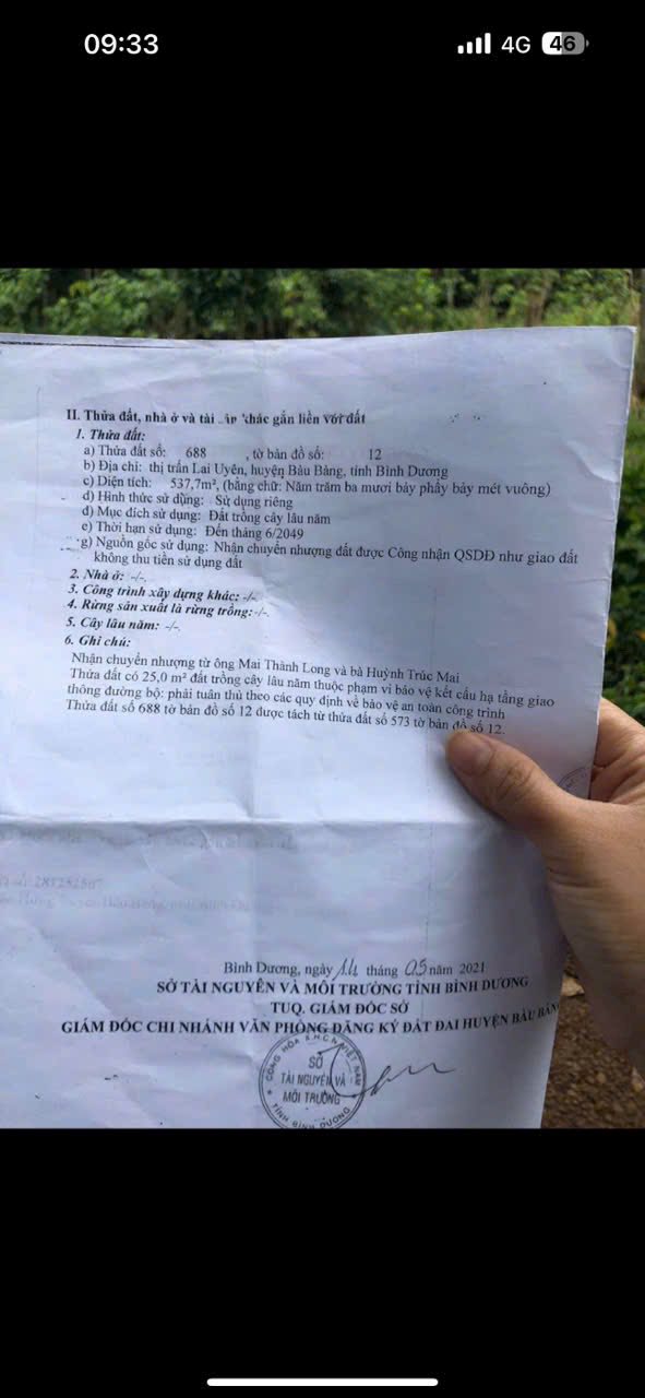 Đất nền Lai Uyên, Bàu Bàng 538m² chỉ 895 triệu - Tiềm năng tăng giá!