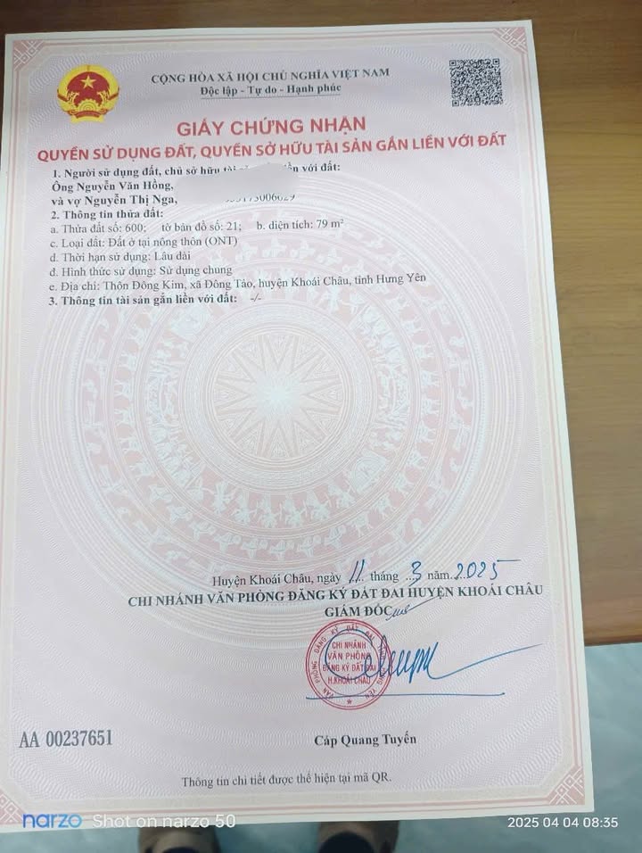 Bán Đất Nền 79m² Hưng Yên - Lô Góc, Sổ Đỏ Riêng, Giá F0