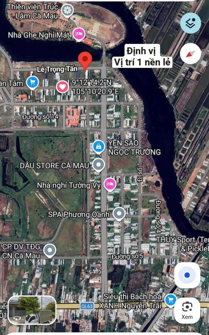 Đất Nền Cà Mau - View Sông, Công Viên, Chùa Trúc Lâm - 142.8m² Thổ Cư 100%