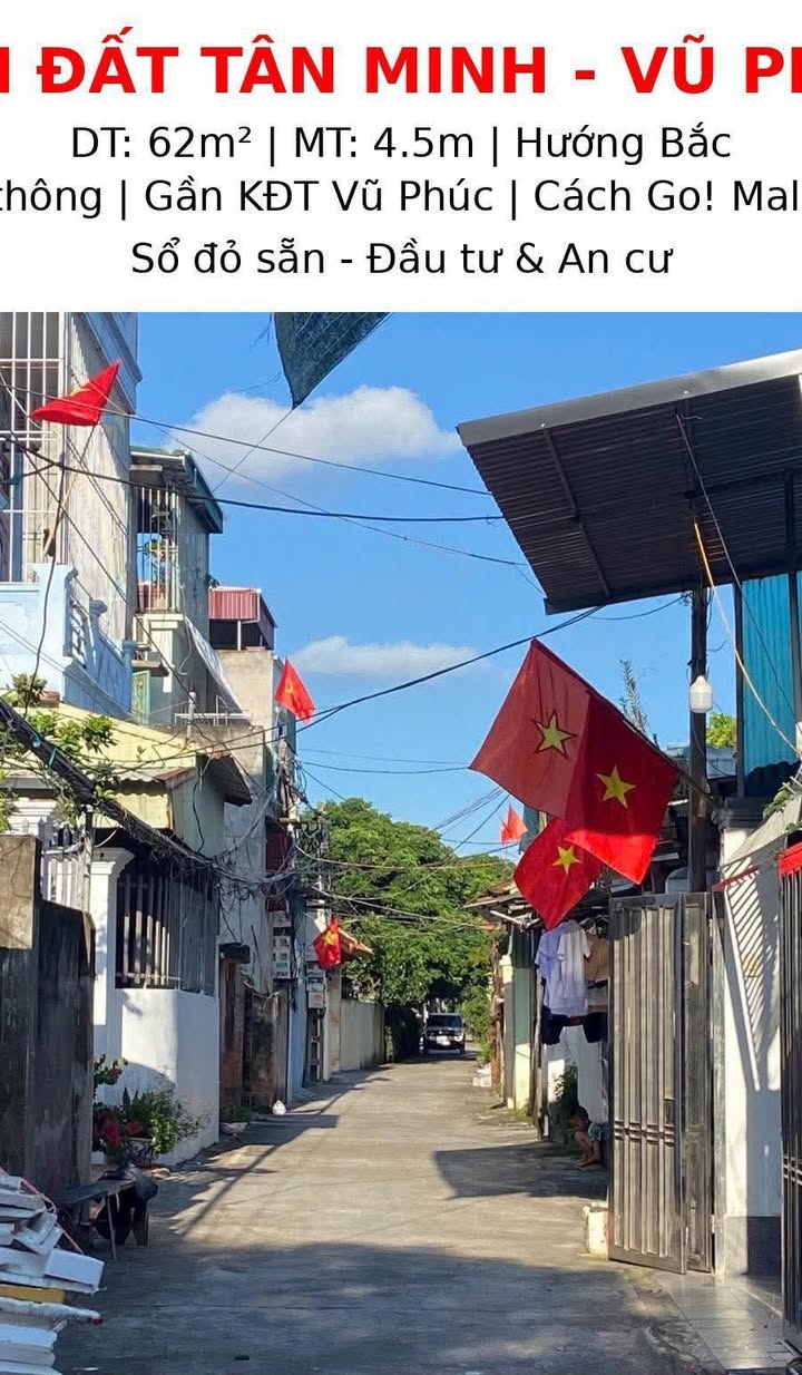 Đất nền Sổ đỏ 62m² tại Vũ Phúc, Thái Bình - Giá 1.5 tỷ, Ô tô vào nhà