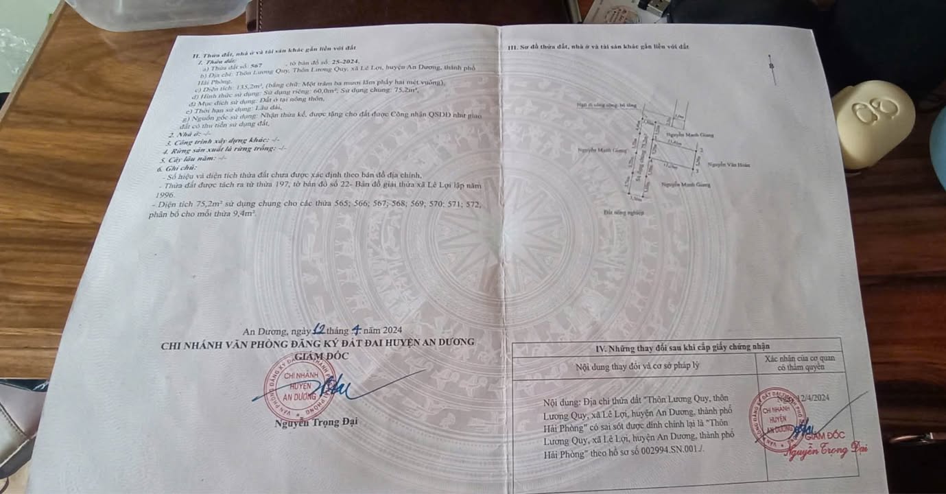 Đất nền Lương Quy An Dương 60m² - Sổ đỏ chính chủ, ô tô vào tận nơi!