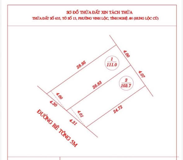 Đất nền Hưng Lộc, TP Vinh 111m² - Tiềm năng tăng giá vượt trội!