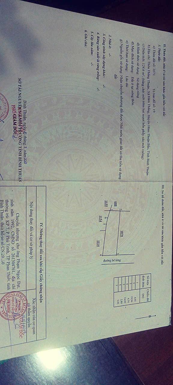 Đất thổ cư 125m² Hàm Thắng, Bình Thuận - Giá 900 triệu, Lộc đầu năm