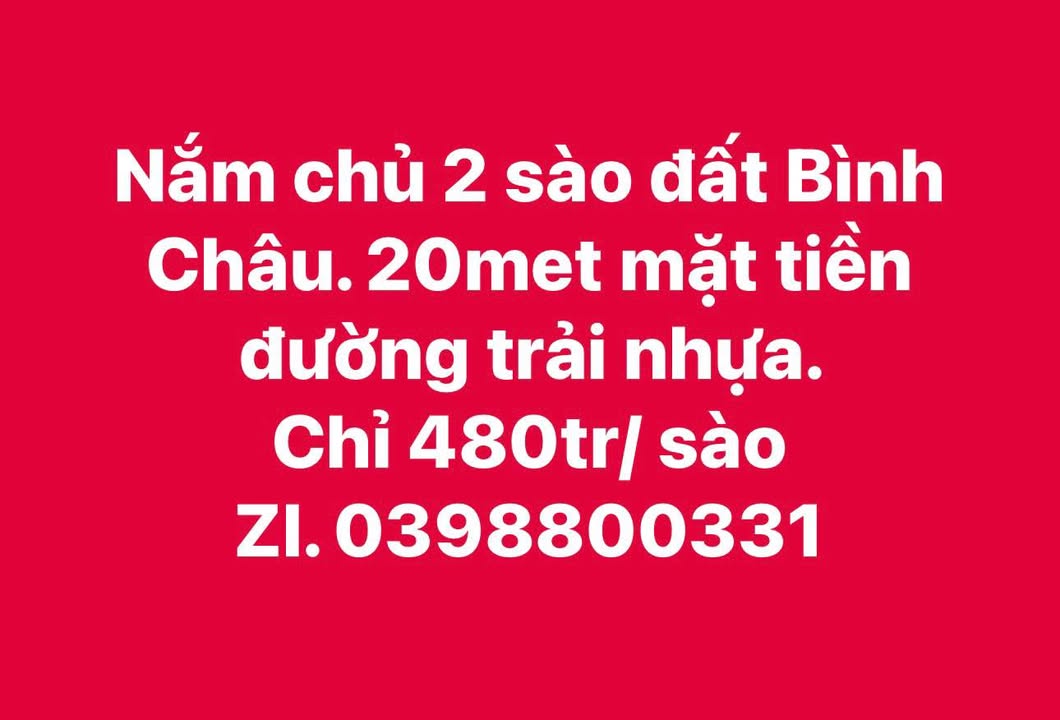Đất Nền Bình Châu - 720m² Sổ Hồng Sẵn Sàng - Giá Tốt