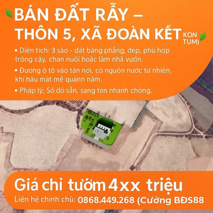 Đất Vườn Kon Tum 2500m² Giá 399 Triệu - Sổ Hồng Sẵn Sàng