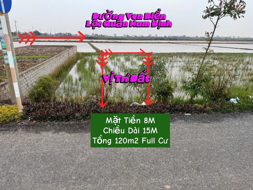 Đất Nền Giao Thủy 120m² - Sổ Đỏ Vuông Vắn, Giá 1.2 Tỷ