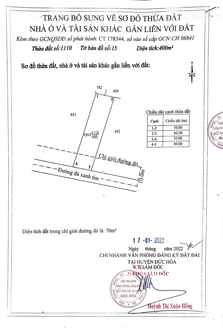 Bán Gấp Đất Nền 400m² Sổ Hồng Thổ Cư 100% Tại Đức Hòa, Long An - Giá 2.3 Tỷ
