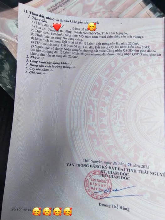 Đất nền Phường Ba Hàng, Phổ Yên 159.6m² - Tiềm năng tăng giá!