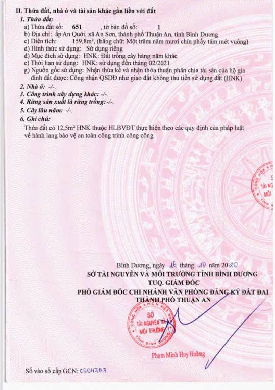 Đất nền An Sơn, Thuận An 159.8m² giá 1.7 tỷ - Sổ đỏ chính chủ