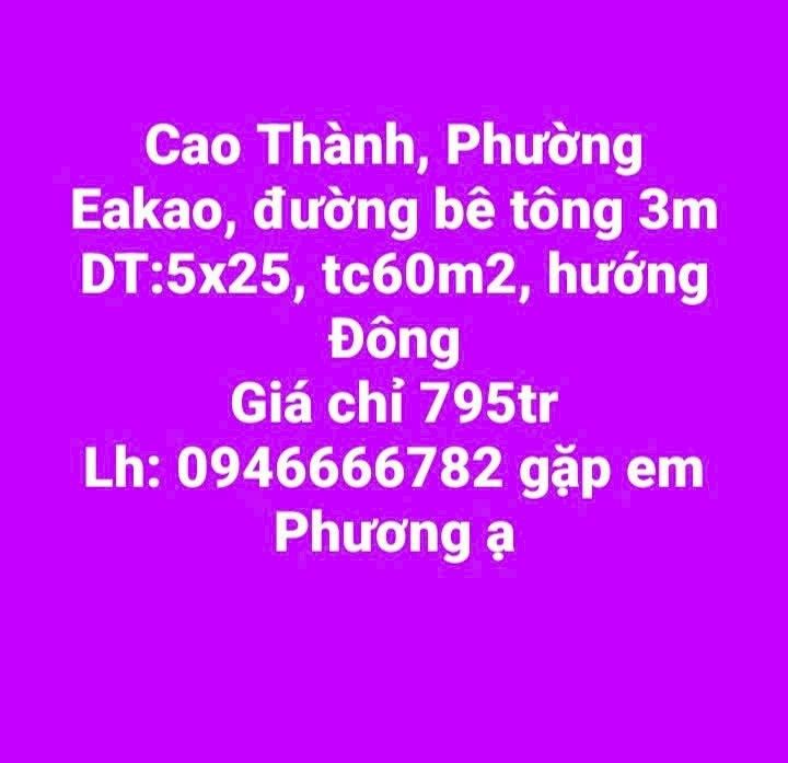 Đất nền Ea Kao Buôn Ma Thuột 125m² giá 795 triệu - Sổ đỏ chính chủ
