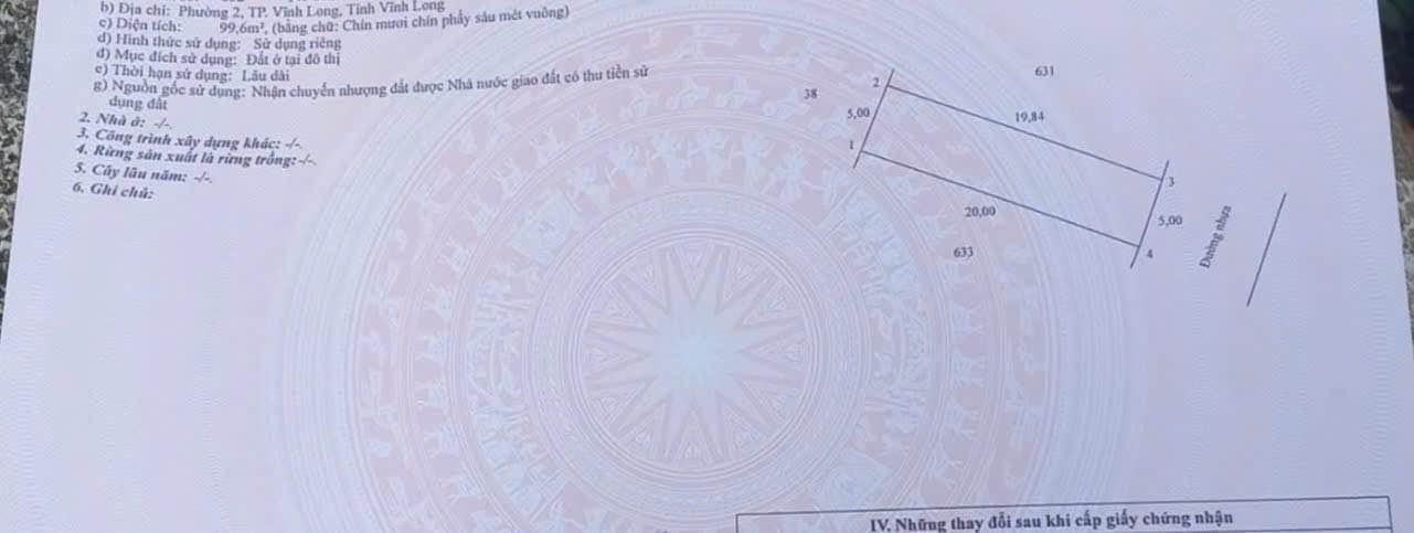 Bán Nền Vĩnh Long 100m² - P2 Cũ, Giá Tốt, Sẵn Sổ Hồng