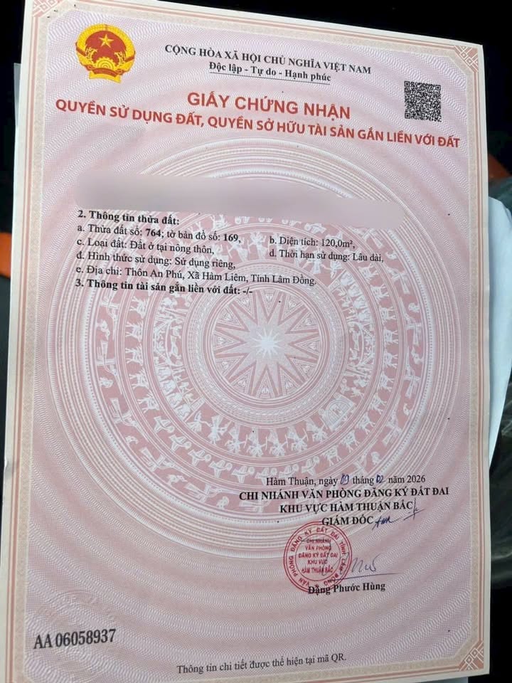 Đất Thổ Cư Hàm Liêm 120m² - Sổ Đỏ Riêng Giá Chỉ 4xx Triệu