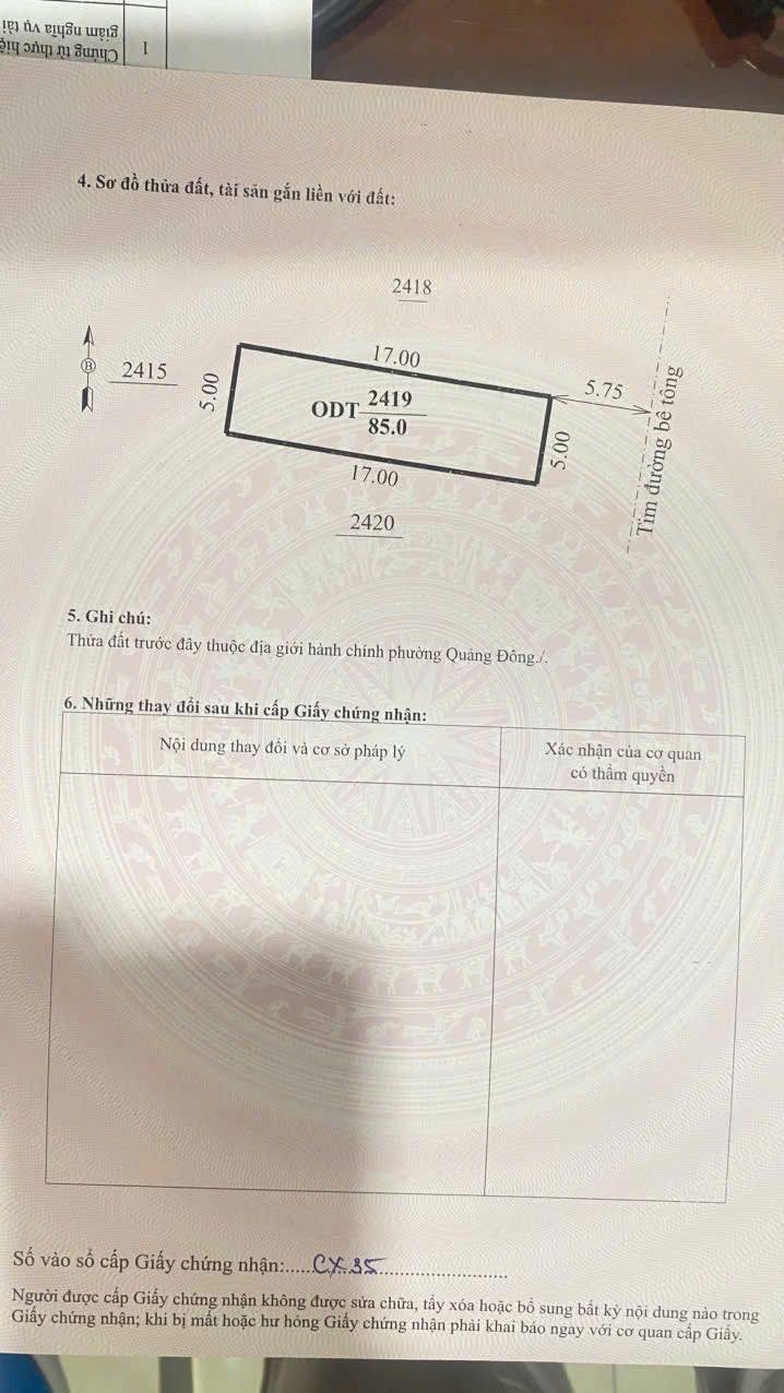 Đất nền Mb 1277 Quảng Đông 85m² - Đường to ô tô, sổ đỏ trao tay!