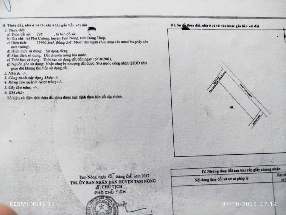 Đất ruộng Xã Phú Cường Tam Nông 15.000m² - Tiềm năng tăng giá!