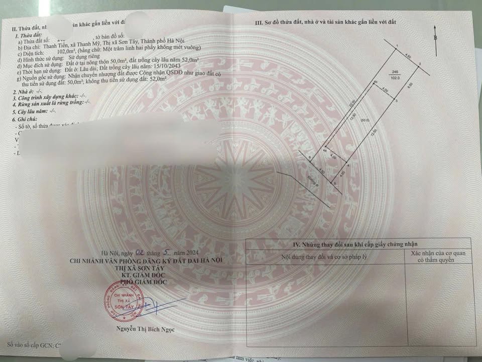 Đất nền Sơn Tây 102m² - Sổ đỏ sẵn, ô tô thông - Giá 1 tỷ