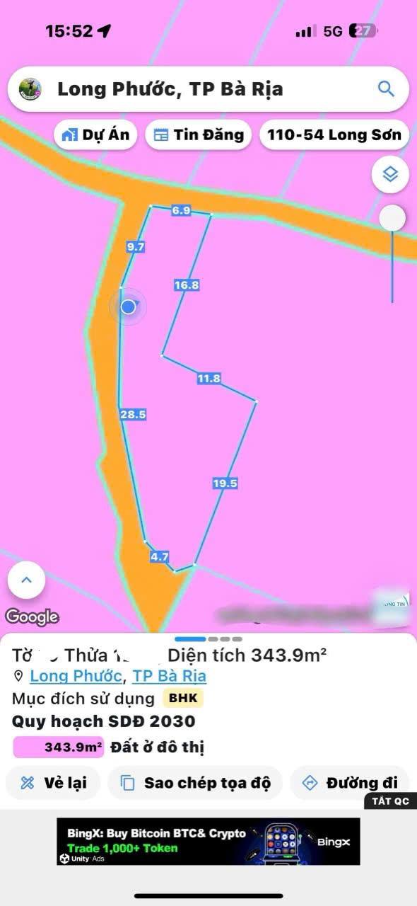 Đất nền Long Phước Bà Rịa 343m² 2.3 tỷ - Sổ hồng chính chủ