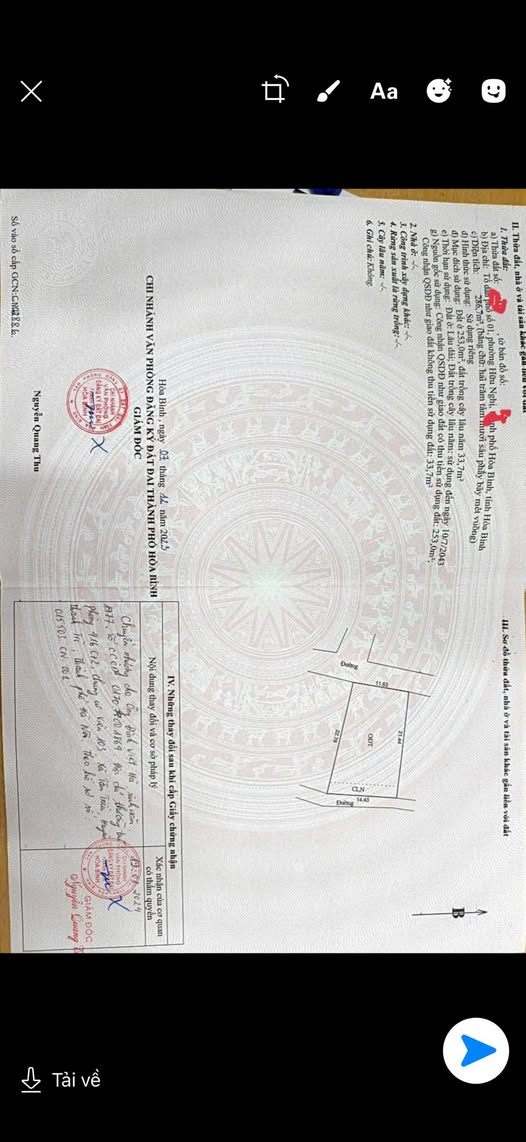 Bán Đất 1936m² Mặt Tiền 8m, Hòa Bình - Giá Đầu Tư Hấp Dẫn