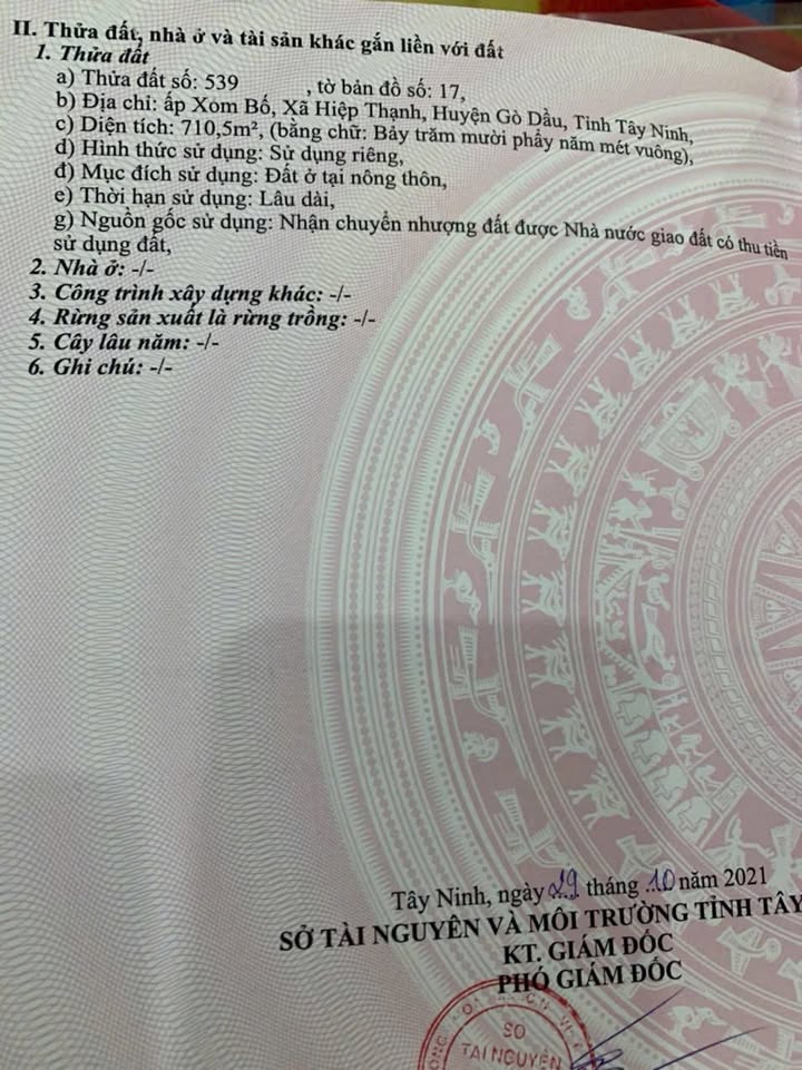 Đất thổ cư Gò Dầu 710m² 4,5 tỷ - Sổ đỏ chính chủ