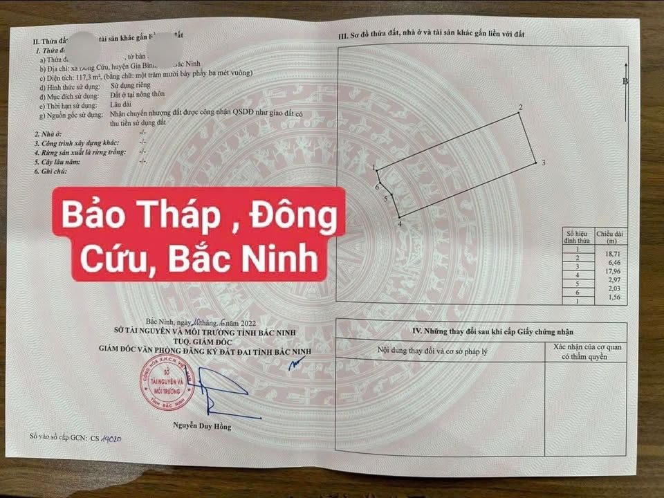 Đất Sổ Đỏ 117.3m² Gia Bình, Bắc Ninh - An Cư Lâu Dài